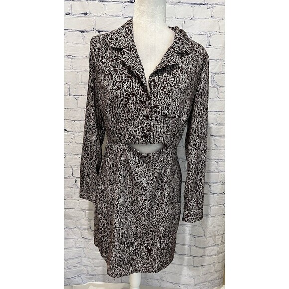 ASTR Womens Brown Snakeskin Print Long Sleeve  Shift Dress Size Large - Picture 1 of 7